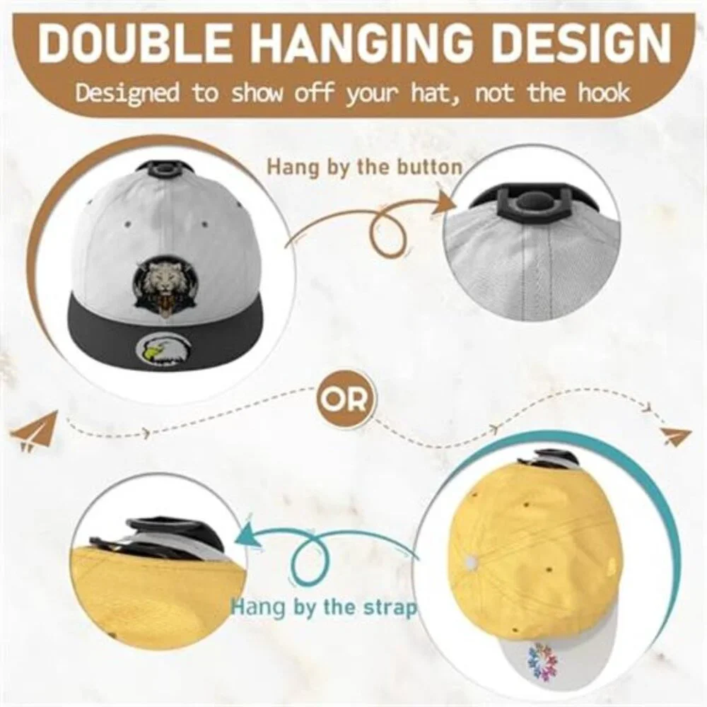 22 Pack Adhesive Hat Hooks Wall Mount Baseball Cap Organizer